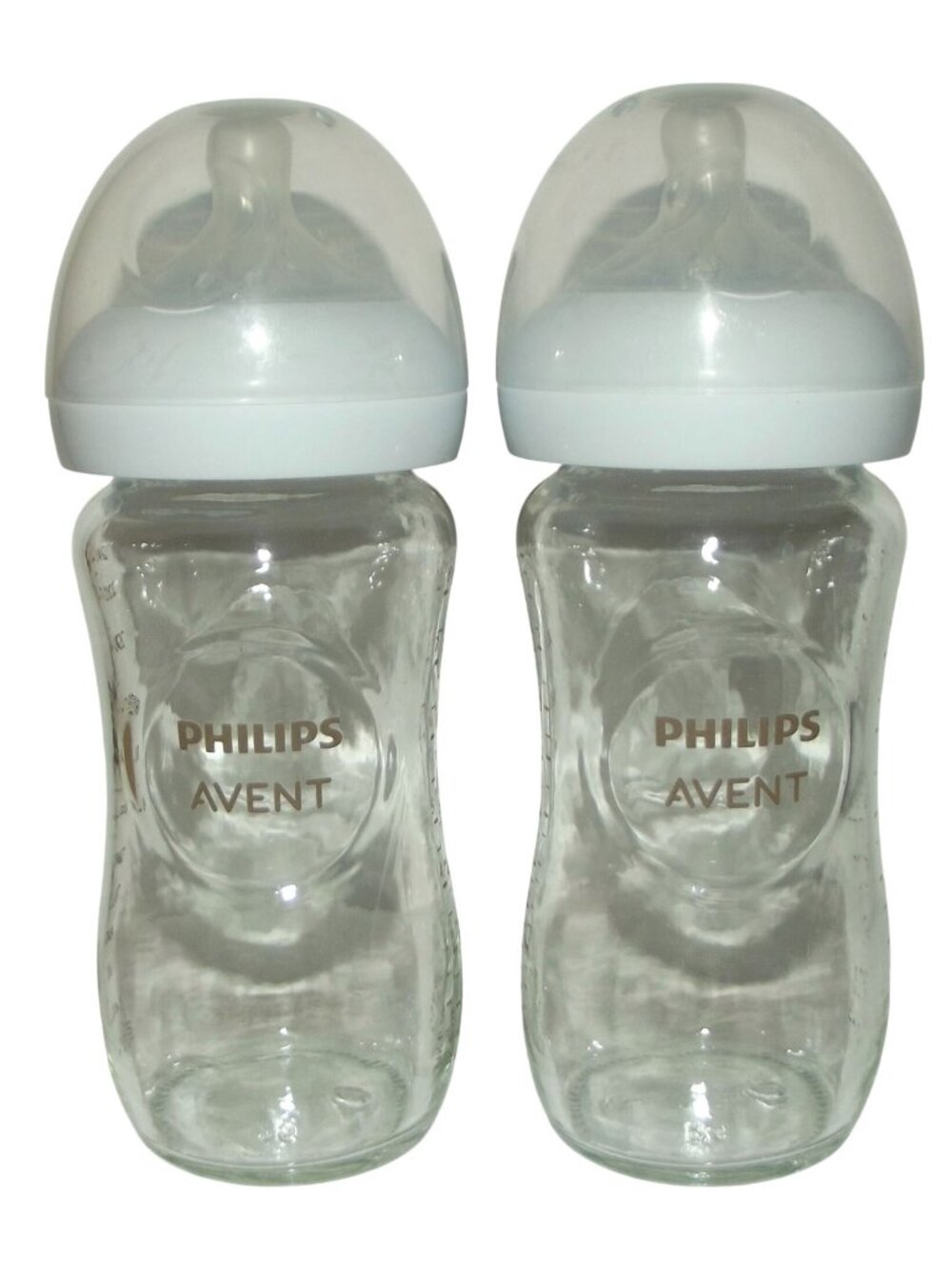 Philips Avent Natural Glass Baby Bottle (LOT of 2) 8oz Natural Response Nipple